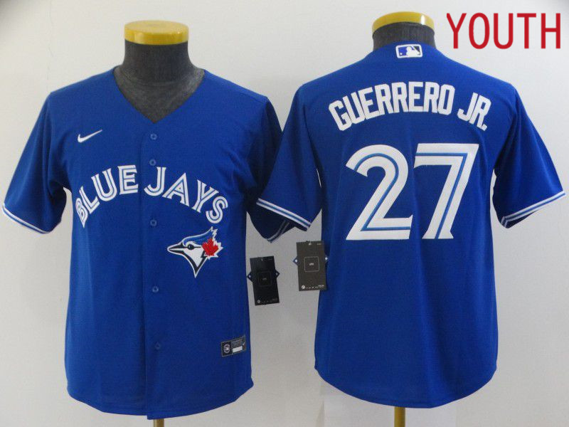 Youth Toronto Blue Jays #27 Guerrero jr Blue Game 2021 Nike MLB Jersey->youth mlb jersey->Youth Jersey